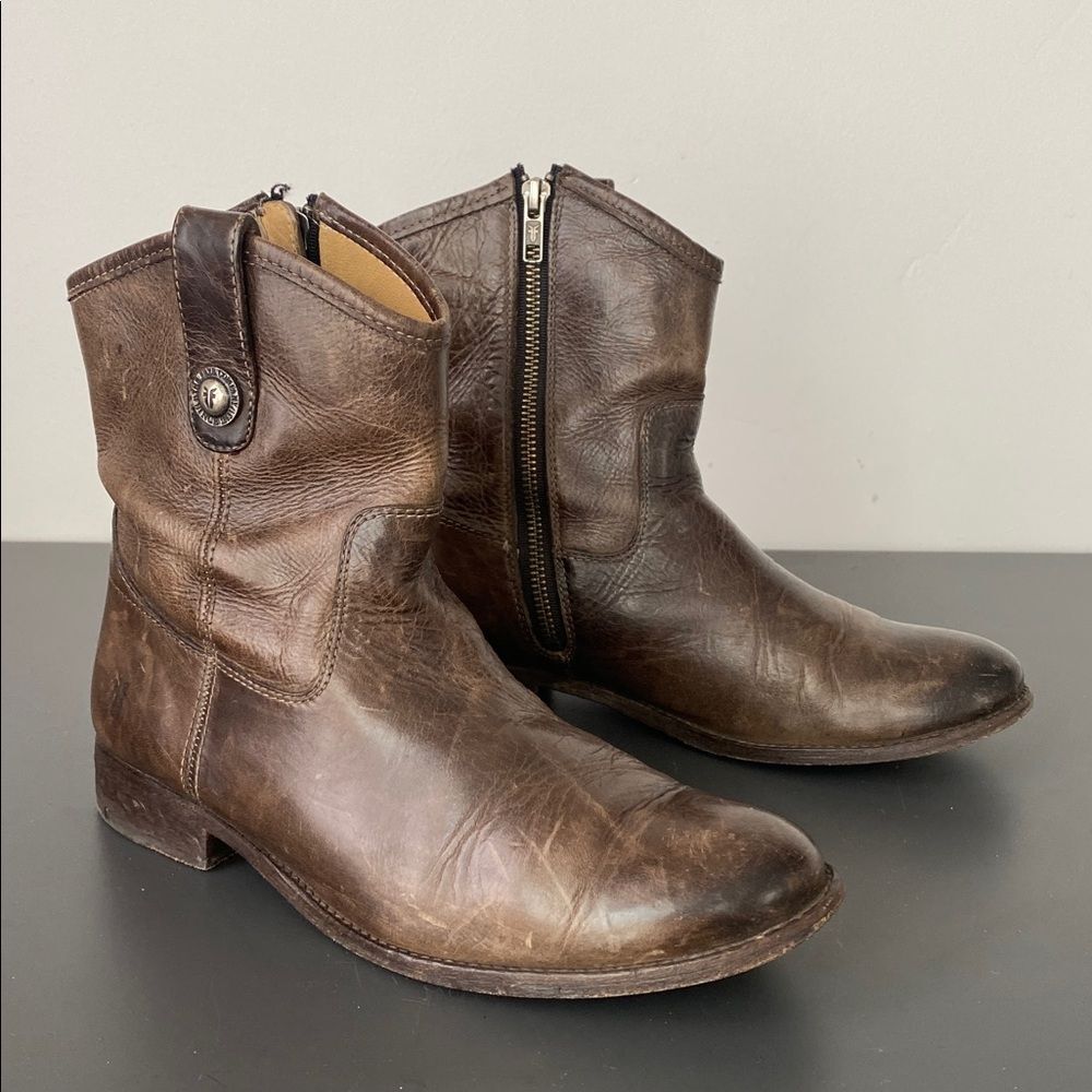 Frye Melissa Button Short Boots Sz 8 Side Zip Boho Moto Western Festival